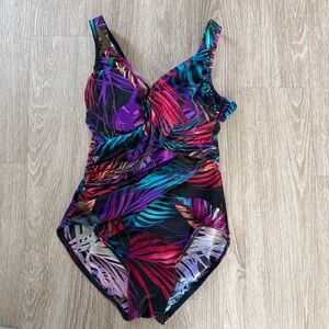 MIRACLESUIT jungle mystical palms revele swimsuit sz 10